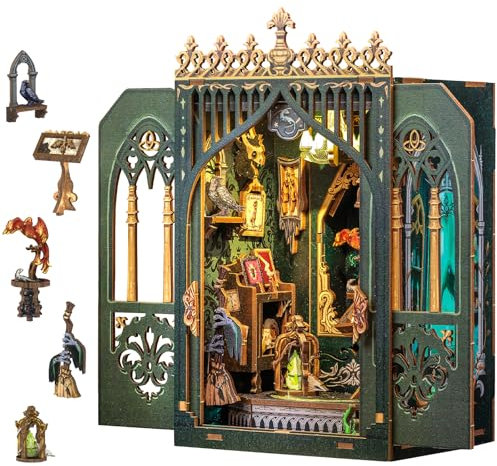 CUTEBEE Book Nook Kit - DIY Miniature House,Puppenhaus Miniatur Haus Selber Baue Bausatz mit LED-Licht,Booknook Library Modellbausätze für Erwachsene zu Bauen (The Darkness Herbarium)