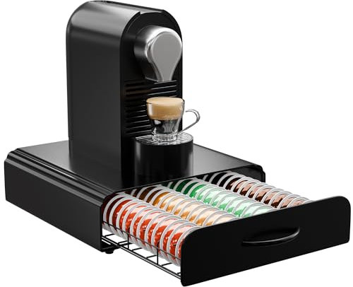 Homiu Tassimo Compatible Coffee Pod Holder | Coffee Capsule Holder 64 Pcs | Coffee Pod Storage Drawer Compatible for Tassimo | Coffee Machine Stand Drawer | Kitchen Storage | Tassimo Coffee Pods