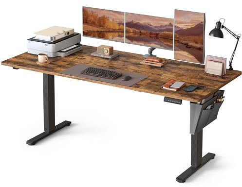 SONGMICS Scrivania Regolabile in Altezza Elettrica, 180 x 80 cm, Scrivania Elettrica, Tavolo con Memoria per 4 Altezze, Porta USB-C, Marrone Vintage LSD138K01