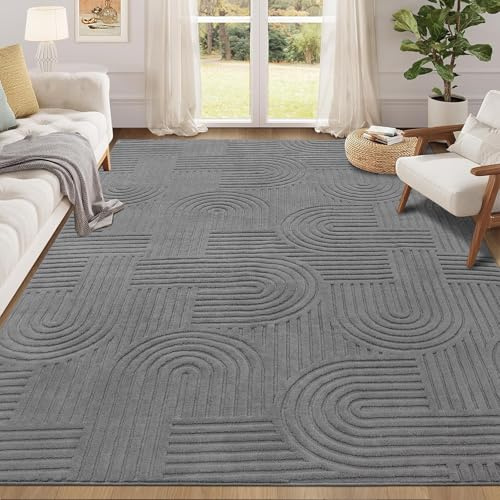 Enyhom Alfombra de Salón Grande 140 x 200 cm, Moderna Mullida Alfombras de Habitacion Pelo Corto Efecto 3D, Fácil de Limpiar, Antideslizante Alfombras Dormitorio para Comedor, Dormitorio