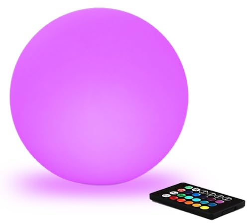 10 In LED Globe Light w/Remote, 16 RGB Colors 4 Modes & 8 Dimmable Brightness LED Ball Light Sphere Lamp, Rechargeable Orb Night Light Waterproof Outdoor Globe Lamp for Home/Yard/Lawn/Party/Pool Decor