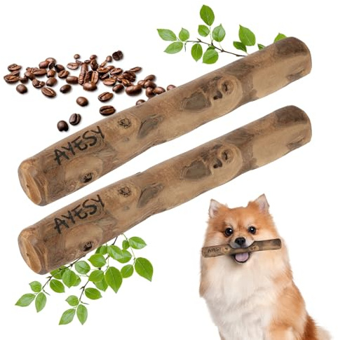 AYESY Kaffeeholz für Hunde, 2 Stück Natürlicher Kaffeeholz Kaustab Holzknochen Hundespielzeug Kauknochen für Zahnreinigung Hundezubehör Größe S-für Hunde 4-8kg Körpergewicht