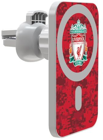Head Case Designs Officially Licensed Liverpool Football Club Digital Camouflage Logo Icon Magnetic Car Mount with Wireless Charger Compatible with MagSafe iPhone and Android Qi Devices (White)