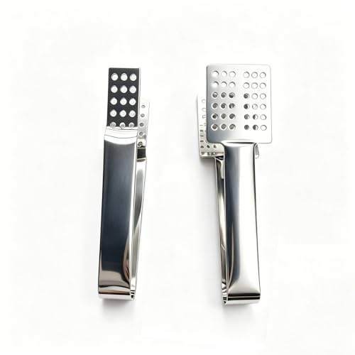 2 Size Tea Bag Squeezer Set, Stainless Steel Tea Bag Strainer & Clip Tool, 2 PCS Long & Short Ergonomic Tongs for Effortless Extraction of Loose Leaf Tea, Tea Bags, Sugar & Ice Cubes (Silver) RARITYLL