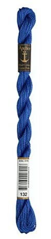 Anchor Perlgarn Stärke 5 4585000-00132 königsblau Stickgarn, 100 % Baumwolle, 5g Strängchen