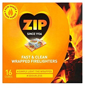 1 X ZIP Odourless Fast & Clean Wrapped Firelighters 16 per Pack
