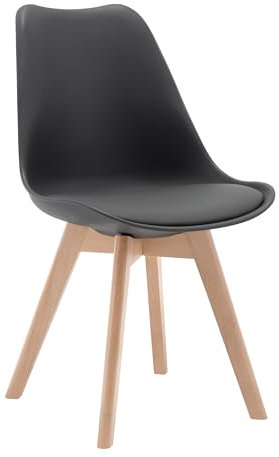 WOLTU Esszimmerstuhl mit Massivholz Beinen, Skandinavische Küchenstühle, Retro Design, Sitzfläche aus Kunstleder, bis 150 kg belastbar, Grau