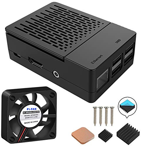 GeeekPi ABS Gehäuse für Raspberry Pi 3 Model B+, mit 30mm Lüfter und 3PCS Kühlkörpern für Raspberry Pi 3B+/3B/2B (Schwarz)