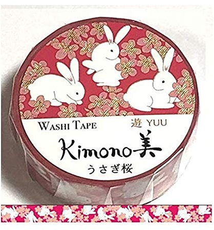 GR-2017 Masking Tape, Rabbit Sakura, 0.6 inches (15 mm) x 2.6 ft (7 m)