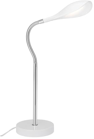 BRILONER Tavolo a LED, Lampada da scrivania con Braccio Flessibile e Interruttore, 4,5 Watt, 500 Lumen, 3.000 Kelvin, cromata-Bianca 4.5 W