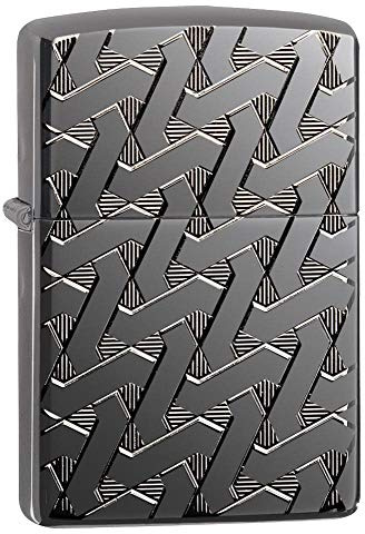 Zippo Armor Geometric Weave Design Pocket Lighter Black Ice