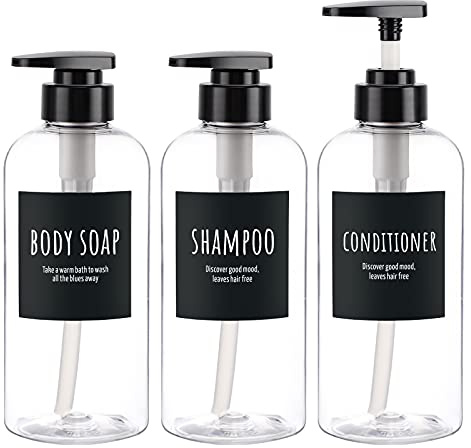 3 Stück Badezimmer-Spenderflaschen, Segbeauty 500 ml Spenderflasche, 16,9 oz nachfüllbare Pumpflaschen für flüssige Körperseife, klare Shampoo-Conditioner-Duschgel-Lotion