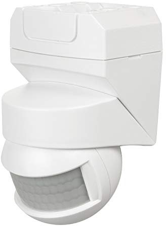 Maclean MCE295 Infrarot-Bewegungssensor 180° + 360° Bewegungsmelder mit Dämmerungssensor bis 12m Reichweite IP54 (Weiß)