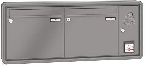 RENZ / RS2000 / 2er Aufputz-Briefkastenanlage Wand-Briefkasten mit Sprechfeld/RAL-Farbe 9007 Volumen 1/Dein-Briefkasten.de