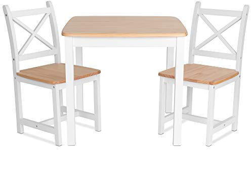 ib style Xen Kindersitzgruppe, Kindersitzgruppe mit Zwei Stühlen, Hartholz, Sicherheitsgeprüft, 3 teilig: Tisch + 2 Stühle