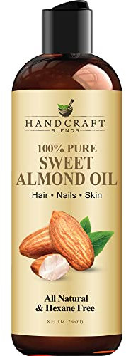 Handcraft Blends Sweet Almond Oil - 236 ml - 100% Pure and Natural - Premium Grade Carrier Oil for Skin and Hair - Hair and Body - Massage - Hexane-Free