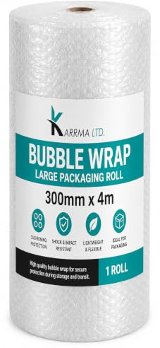 Rouleau de film à bulles d'air pour déménagement, boîtes de rangement et articles fragiles - 300 mm x 4 m