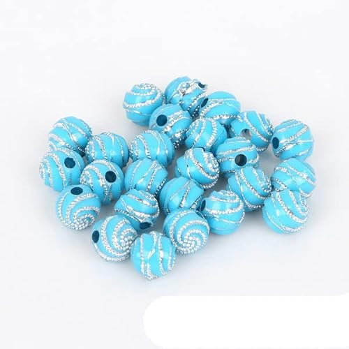 100pcs/pack 8mm DIY Sewing Craft Garment Beads for Cloths Bag Decor Supplies Screw Ball Spacer Loose Beads-Lake Blue