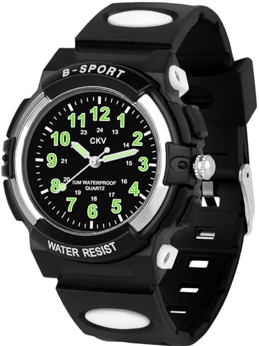 CKV Kids Watch for Boys Girls Ages 5-12, Waterproof Time Teacher Easy to Read Analog Sport Outdoor Children Watches with Soft Band for Kids