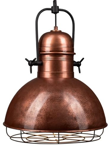 bamyum Deckenlampe Vintage Industrial Ø40 cm Kupferfarbe Handgemalte, Küchenlampe Hängend Vintage, Hängelampe Esstisch, Deckenleuchte Pendelleuchte Esstisch, Deckenlampe Wohnzimmer, Hängelampe Küche