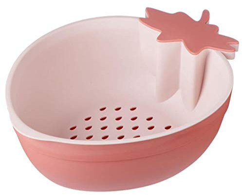 HEMOTON Küchensieb Kunststoff seiher schüssel Salat Obst Gemüse Waschsieb Salatschüssel Erdbeere Design Doppelschicht Nudeln Reis Sieb Korb Multifunktional Abtropfen Waschen Küchenzubehör