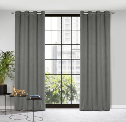 Eurofirany Carlo Schwer 340 g/m2 Blackout Vorhang mit Ösen 1 STK. Thermovorhang Blickdicht Wärmeisolierender Kälteschutz Verdunklungsgardine Abdunkeln Wohnzimmer Schlafzimmer 135x250 cm, Grau, 387005