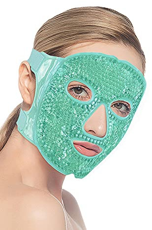 CAM2 Kühlmaske Gesicht,Augenmaske Kühlend,Gel Gesichtsmaske,Wiederverwendbare Gelperlen-Augenmaske für Geschwollene Augen, Tränensäcke (grün)