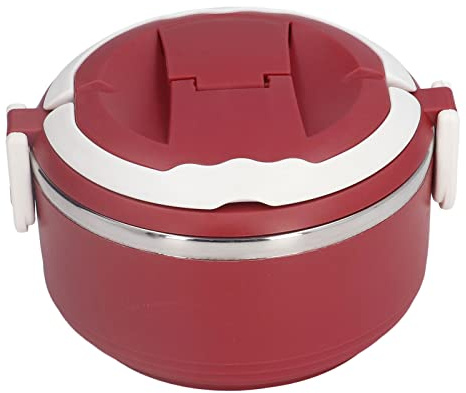 Contenitore per Il Pranzo Termico per Alimenti, Contenitore per Il Pranzo Sottovuoto a Prova di Perdite in Acciaio Inossidabile, Bento Box Termico Portatile Isolato Scaldavivande(Rosso 201)