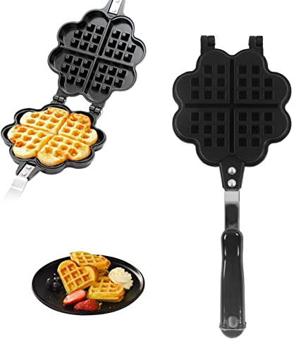 Doppelseitige Waffelpfanne mit Antihaftbeschichtung, Waffeleisen für Familienfrühstück, Backform