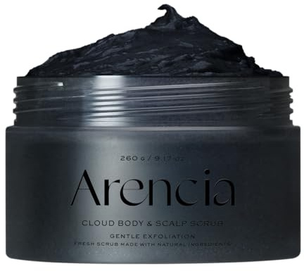 ARENCIA - Arencia Fresh Cloud Gommage corporel et cuir chevelu au sel de mer (noir) : exfoliation, élimination des imperfections pour une peau douce et soyeuse
