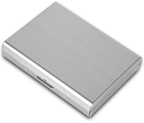 ANZHUO Kreditkarte, Bankkarte, Visitenkartenhalter, Kreditkartenetui aus Aluminiumlegierung, Kreditkarte, Visitenkartenetui, Visitenkartenetui, Kartenhalter, Silberfarben, Modern