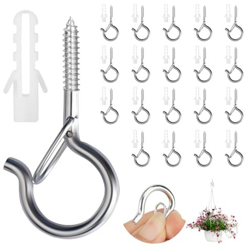 20 Pezzi Ganci Avvitabili Ganci Q-Hanger, Ganci a Vite per Legno, Occhielli a Vite, Gancio Avvitabile, Ganci a Soffitto a Vite in Metallo per Campanelle Lanterne Catene Luminose Decorazioni Natalizie