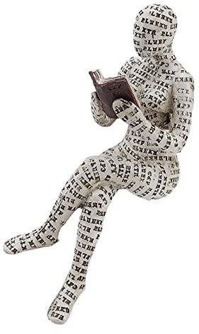 Ejoyous Lesende Figur Frau Dekofigur, Skulptur Figuren Polyresin Lektüre Bücherregal Akzente Harz Sammelfiguren, für Home Office Hotel Bücherregal Desktop Dekoration (F)