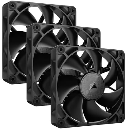 Corsair iCUE LINK RX120 120mm PWM-Lüfters mit iCUE LINK System Hub - Magnetisches Kuppellager - Dreierpack - Schwarz