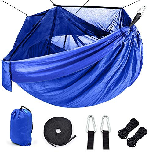 TILEZE Tragbare Outdoor-Camping-Hängematte mit Moskitonetz, hochfester Fallschirmstoff, Camping-Hängematte zum Aufhängen, Schlafschaukel/F