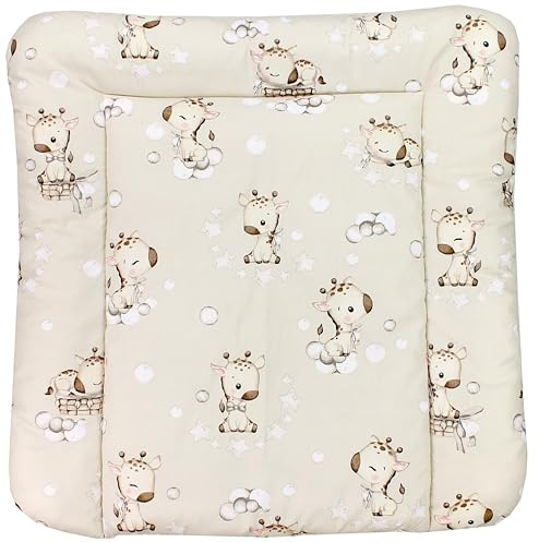 TupTam Baby Wickeltischauflage mit Baumwollbezug Gemustert, Farbe: Giraffe/Beige, Größe: 70 x 70 cm