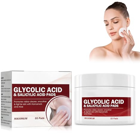 Glykolsäure-Peeling-Pads, Glykolsäure-Pads, Glycolic Peeling Gesicht Pads, Poren Verkleinern & Anti Falten Peelpads, Hilft die Haut Glatt und Verhindert Falten und Linien