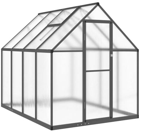 vidaXL Gewächshaus mit Fundamentrahmen Anthrazit 224x169x195 cm Alu