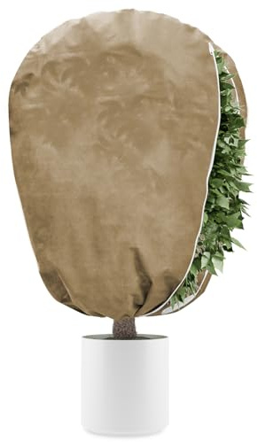 DEWUR 50 g/m² - Protection hivernale pour plantes en pot - Sac en toile de jute pour palmiers, tomates, citronnier - Plant laurier-rose, chanvre (marron, 100 x 120 cm)