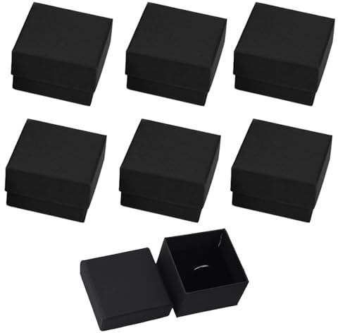 6 Pack Kraft Kleine Schmuckschachtel,Geschenkkarton mit Deckel | Gift Box,Schmuckschatulle,Ring Schachteln,Schwarz Schmuck Verpackung für Armbänder Ringe Ohrringe Halskette (5x5x3.7cm)