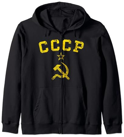 UdSSR Sowjetunion CCCP Hammer und Sichel Distressed Kapuzenjacke