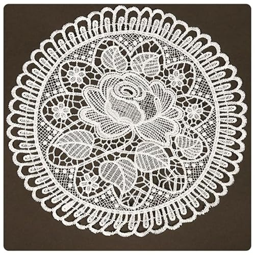 Hrlace 2 Stück Gestickte Tischläufer Gehäkelt Untersetzer Runde Spitze Platzdeckchen Handgefertigte Vintage Rustikalen Tisch Deckchen Deko für Küche Esszimmer Party Hochzeit Kommoden Deko 10# 40 cm