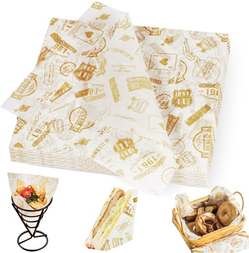 Nadinsta 110pcs Greaseproof Paper Sheets, 25 * 21.5cm Wax Paper Sheets, Oil-Proof Wrapping Wax Tissue, Food Grade Wrap Papers forSandwiches, Burger, Cakes