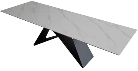 SAM Keramiktisch Mia 180(260) x90 cm weiß matt Butterfly schwarz | Keramikplatte, ausziehbar, Metallgestell, pflegeleichter Esstisch/Esszimmertisch