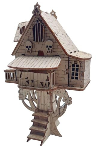 Cuteefun Puzzle en Bois 3D pour Adultes, Kit DIY Petite Cabane dans Les Arbres, Faire Votre Propre Kit de Travail du Bois, Ensemble de Structure Mécanique, d'anniversaire Fête des Pères Noël