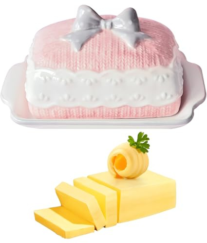 XineYuor Mantequillera,Mantequillera de Porcelana con Tapa y Asa,Recipiente para Mantequilla,Fácil limpieza, Apto para el lavavajillas,para Todo Tipo de Mantequilla