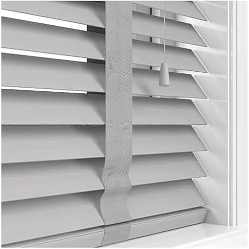 Grey Faux Wood Wooden PVC Window Venetian Blind/Blinds, Easy Fit Child Safe Trimmable Shutters, 50MM Slats with Matching Facia (Silver Grey, Width: 174cm / Length: 150cm)