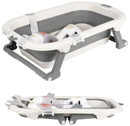 Faltbare Babybadewanne, Babybadewanne, faltbar, mit Kissen, Babywanne, Reduzierer für Babys, Badewanne für Babys von 0 bis 36 Monaten, tragbare Babybadewanne