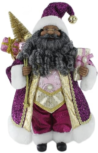 Windy Hill Collection 16 Royal Pink & Purple Black Santa Claus Ethnic Figurine 165049E