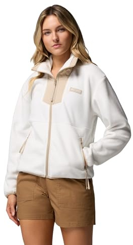 Columbia Sequoia Grove - Chaqueta de forro polar con cremallera completa para mujer, color sal marina/fósil antiguo, talla M